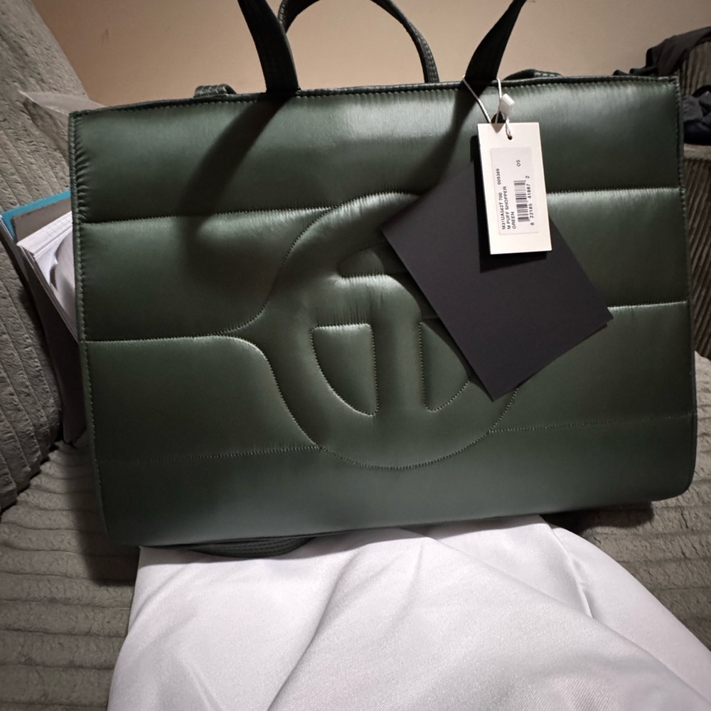 Green Quilted Tote Bag